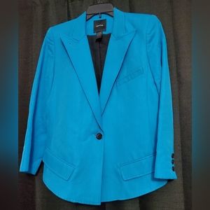 SMYTHE SZ 10 Electric Blue Sharp Shoulder Linen blend Blazer